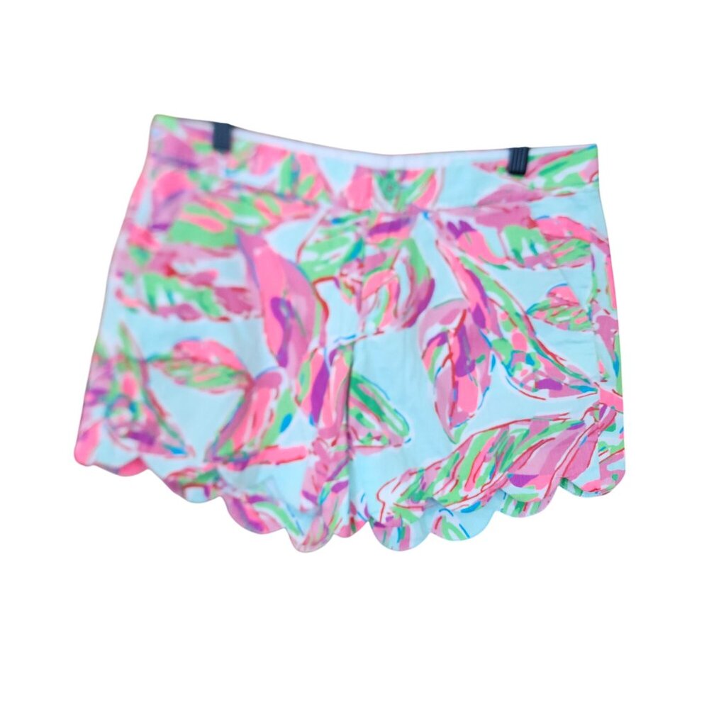 Lilly Pulitzer In The Vias Printed Textured Buttercup Scalloped Shorts Womens 2